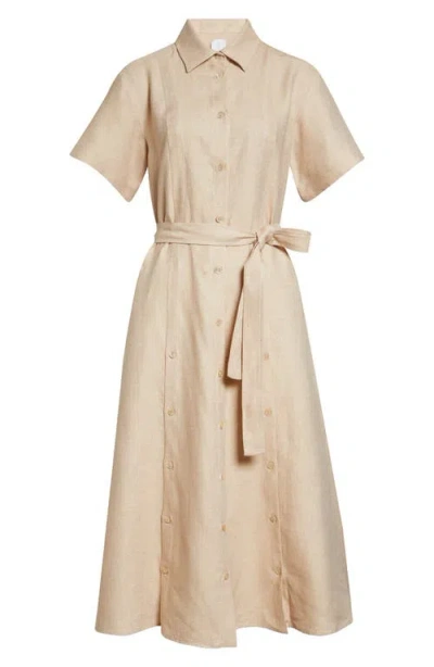 Eleventy Linen Blend Belted Shirtdress In Neutral