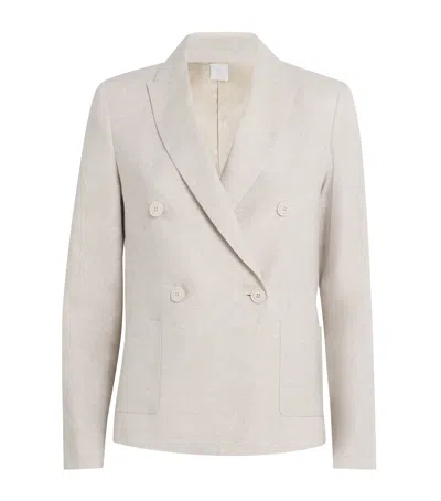Eleventy Linen-blend Double-breasted Blazer