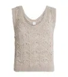 Eleventy Linen-blend Open-knit Sweater Vest In Neutral