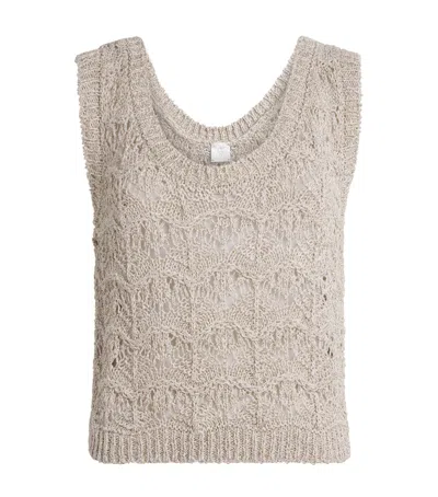 Eleventy Linen-blend Open-knit Sweater Vest