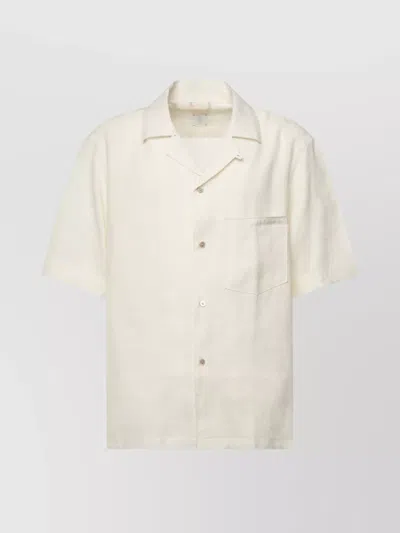 Eleventy Linen Blend Shirt Chest Pocket In White