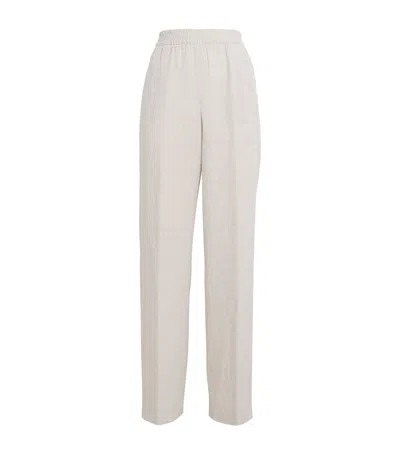 Eleventy Linen-blend Wide-leg Trousers