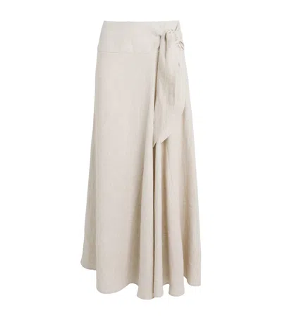 Eleventy Linen-blend Wrap Maxi Skirt In Neutral