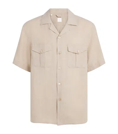Eleventy Bowling Collar Viscose-blend Shirt In Neutral
