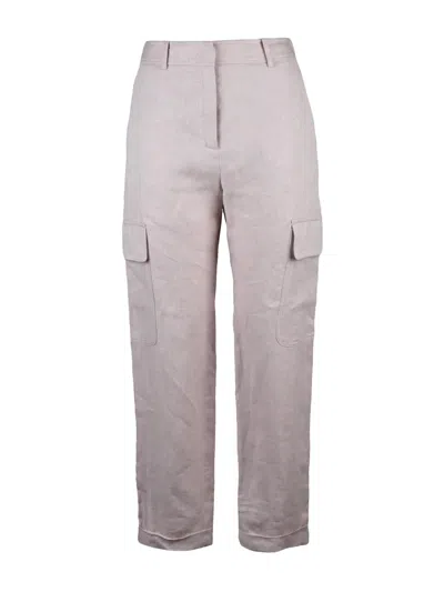 Eleventy Linen Cargo Trousers - Pink In Gray