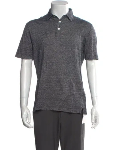 Pre-owned Eleventy Linen Collar Polo Shirt In Gray