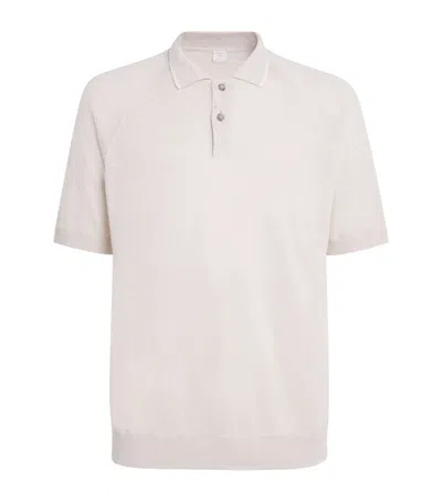 Eleventy Linen-cotton Polo Shirt In Neutral