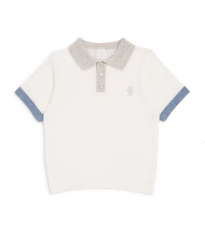 Eleventy Kids' Linen-cotton Polo Sweater In White