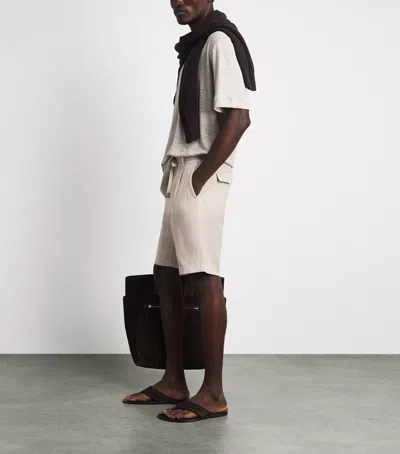 Eleventy Linen Drawstring Bermuda Shorts In Metallic