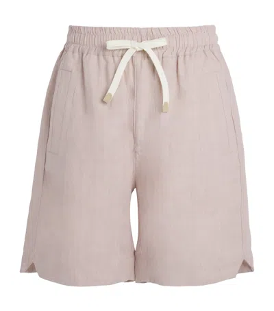 Eleventy Linen Drawstring Bermuda Shorts In Pink