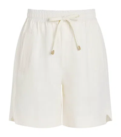 Eleventy Linen Drawstring Bermuda Shorts In White