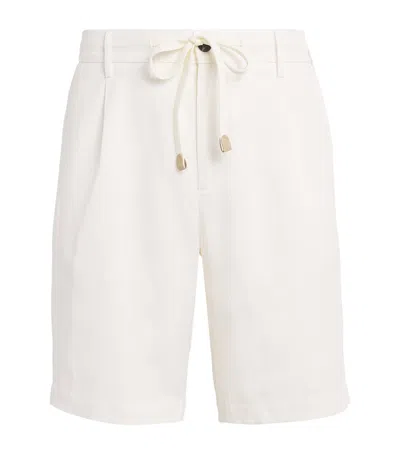 Eleventy Linen Drawstring Bermuda Shorts In White