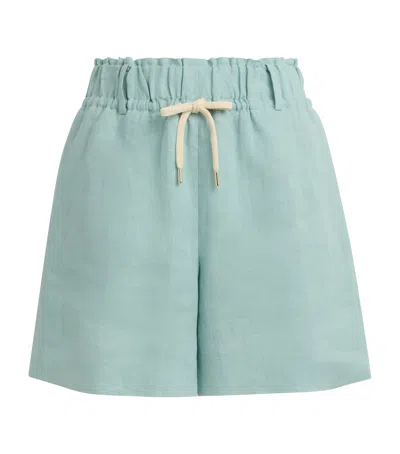 Eleventy Linen Drawstring Shorts In Green