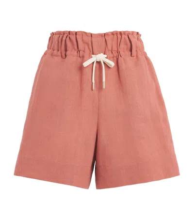 Eleventy Linen Drawstring Shorts In Pink