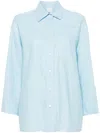 Eleventy Linen Drop-shoulder Shirt In Blue