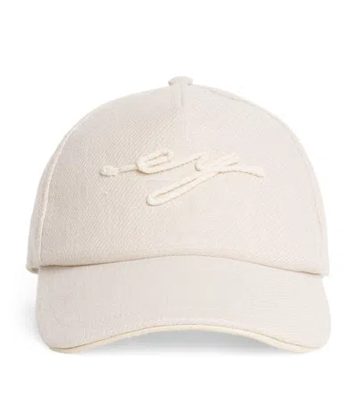 ELEVENTY LINEN EMBROIDERED BASEBALL CAP