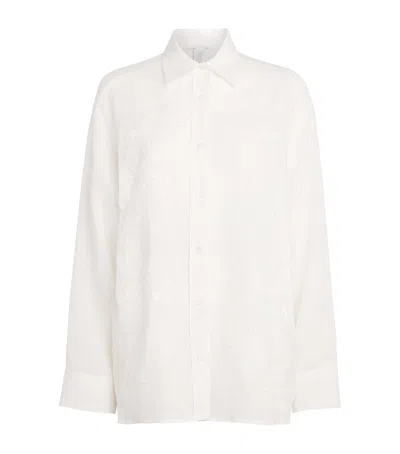 Eleventy Linen Embroidered Shirt In White