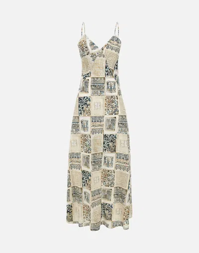 Eleventy Linen Geometric Pattern Dress In Neutrals