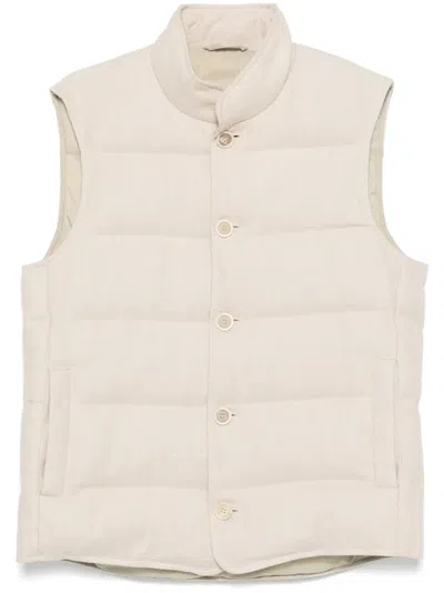 Eleventy Linen Gilet In Neutrals