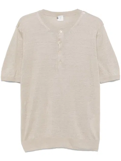 Eleventy Linen Henley Top In Neutrals