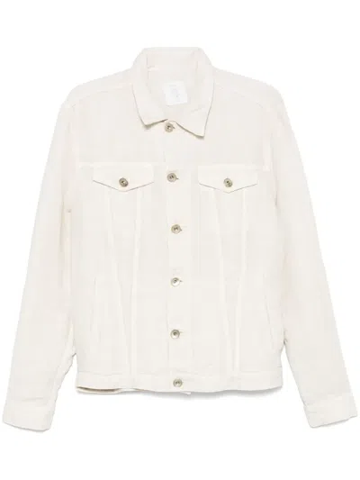 Eleventy Panelled Denim Shirt Jacket In Neutrals