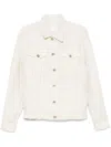 Eleventy Beige Denim Jacket With Classic Button-up Design In White