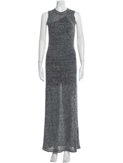 Pre-owned Eleventy Linen Long Dress In Grey