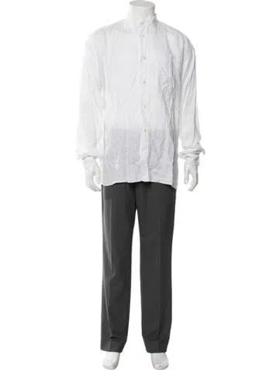 Pre-owned Eleventy Linen Long Sleeve Shirt In White