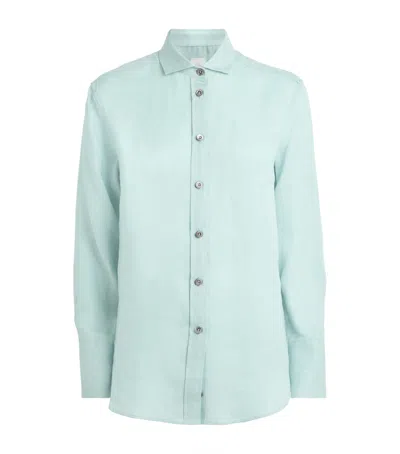 Eleventy Linen Long-sleeve Shirt In Green