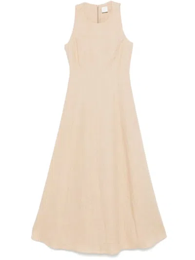 Eleventy Linen Midi Dress In Neutrals