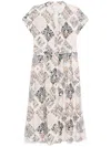 Eleventy Linen Midi Dress In Neutrals