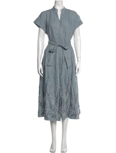Pre-owned Eleventy Linen Midi Length Dress In Blue