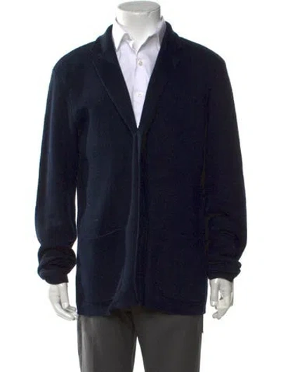 Pre-owned Eleventy Linen Open Front Cardigan In Blue