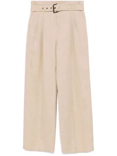 Eleventy Linen Palazzo Pants In Neutrals