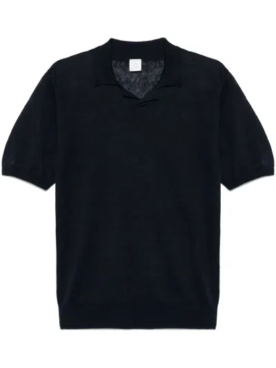 Eleventy Linen Polo Shirt In Blue