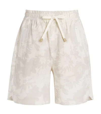 Eleventy Linen Printed Bermuda Shorts In Neutral