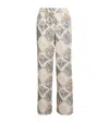 Eleventy Linen Printed Palazzo Trousers