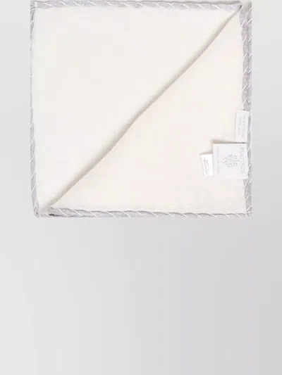 Eleventy Linen Scarf With Contrast Trim And Folded Design In White