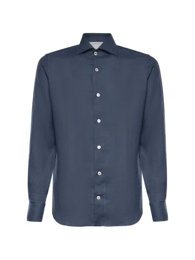 Eleventy Linen Shirt In Blue