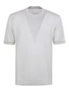 Eleventy White Linen Short-sleeved Sweater With Design