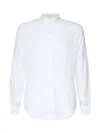 Eleventy Linen Mandarin Collar Shirt In White