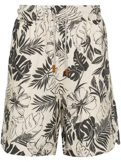 Eleventy Linen Shorts In Neutrals