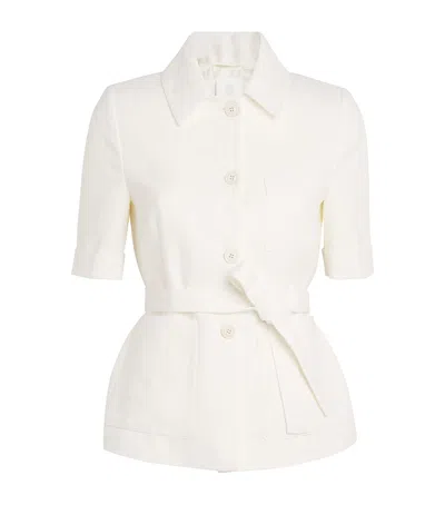 Eleventy Linen Single-breasted Shirt Jacket In White