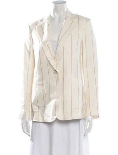 Pre-owned Eleventy Linen Striped Blazer In Neutrals