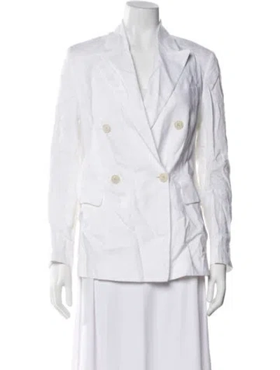 Pre-owned Eleventy Linen Striped Blazer In White