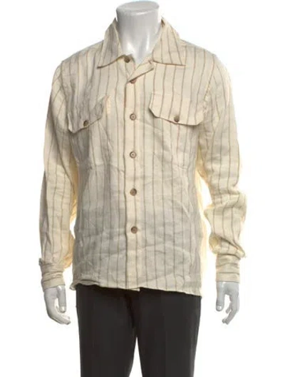 Pre-owned Eleventy Linen Striped Shirt In Neutrals