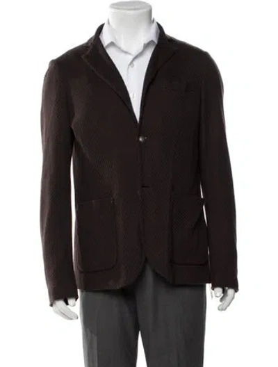 Pre-owned Eleventy Linen Tweed Pattern Blazer In Brown