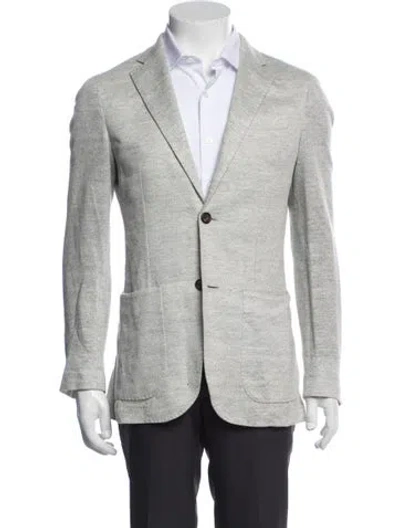 Pre-owned Eleventy Linen Tweed Pattern Blazer In Grey