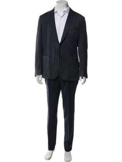 Pre-owned Eleventy Linen Two-piece Suit In Blue