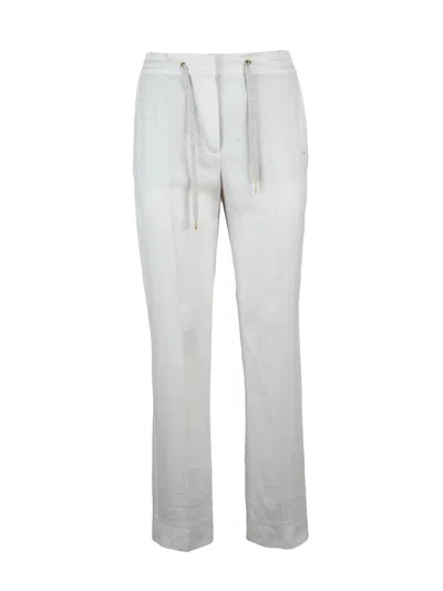 Eleventy Linen Wool Silk Chino Trousers - White
